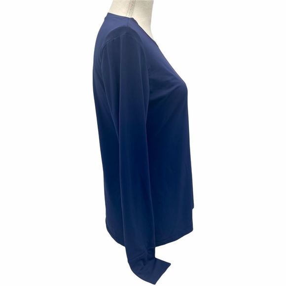 Graceful By Happy Scrubs Stretchy Long Sleeve Tee in Navy - Picture 2 of 6